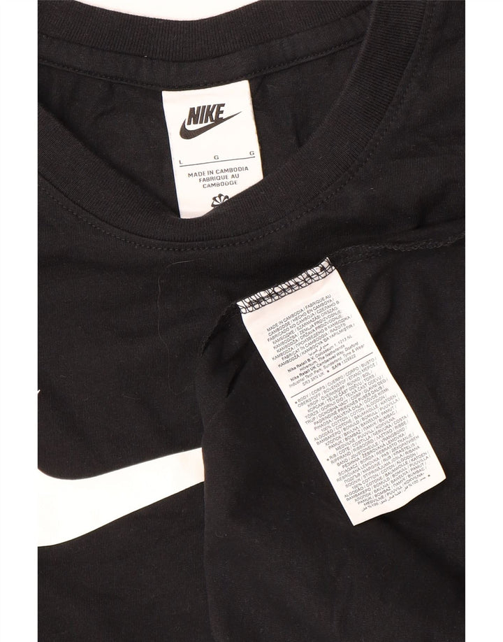 Ανδρικό γραφικό μπλουζάκι Nike, μεγάλο μαύρο βαμβακερό