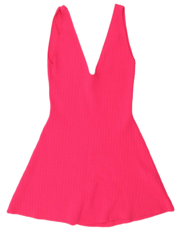 Zara Γυναικείο Αμάνικο Φόρεμα A-Line UK 12 Medium Pink Viscose
