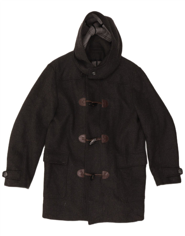 Vintage ανδρικό μπουφάν Duffle με κουκούλα IT 50 μεγάλο γκρι παρθένο μαλλί