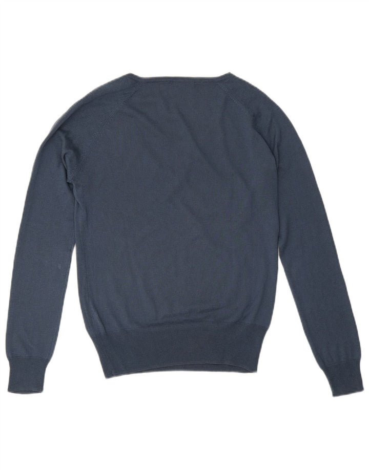 Massimo Dutti Γυναικείο πουλόβερ με λαιμόκοψη με V λαιμόκοψη UK 12 μεσαίο μπλε μεταξωτό