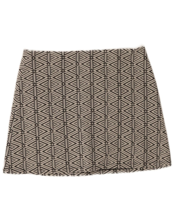 Topshop Γυναικεία Μίνι Φούστα UK 14 Μεγάλη W34 Λευκή Βαμβακερή γεωμετρική