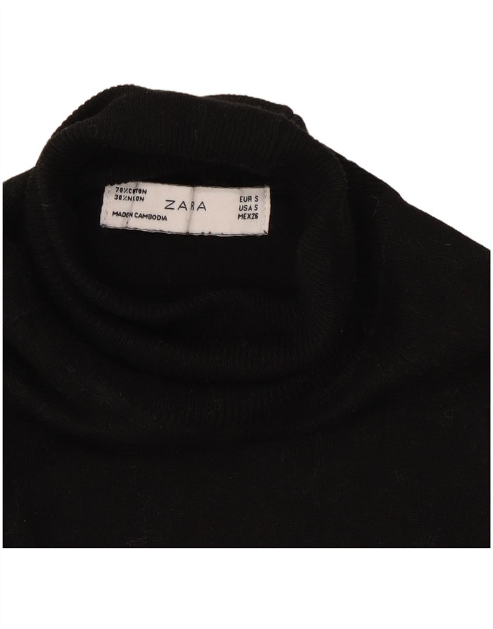 Zara Γυναικείο πουλόβερ με ρολό λαιμόκοψη UK 8 Small μαύρο