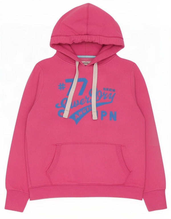 Superdry Γυναικείο Γραφικό Hoodie Jumper UK 18 XL Ροζ βαμβακερό