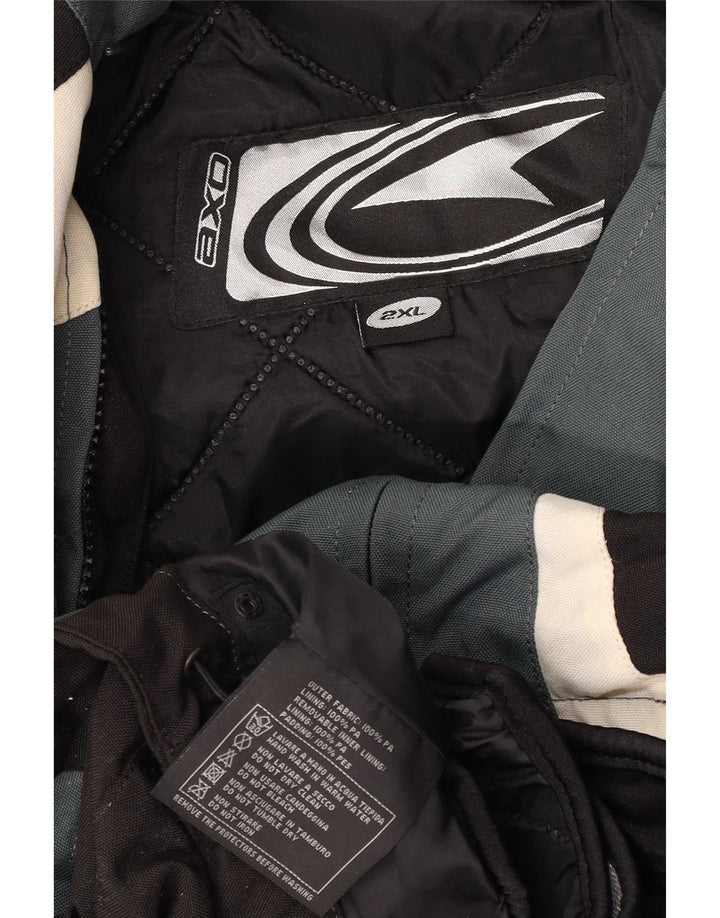 AXO Mens Graphic Racer Jacket UK 44 2XL Black Colourblock Polyester