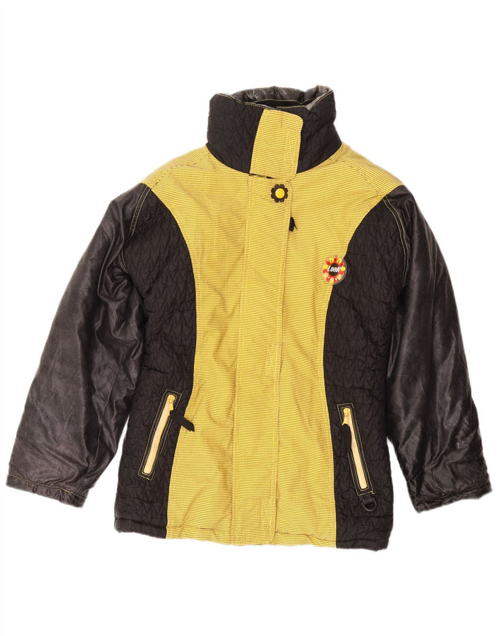 VINTAGE γυναικείο τζάκετ UK 14 μεσαίου κίτρινου χρώματος βαμβακερό