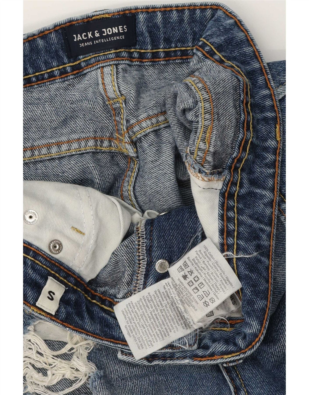 Jack & Jones Ανδρικό τζιν σορτς με κανονική εφαρμογή στενόχωρο μικρό W28 μπλε βαμβακερό