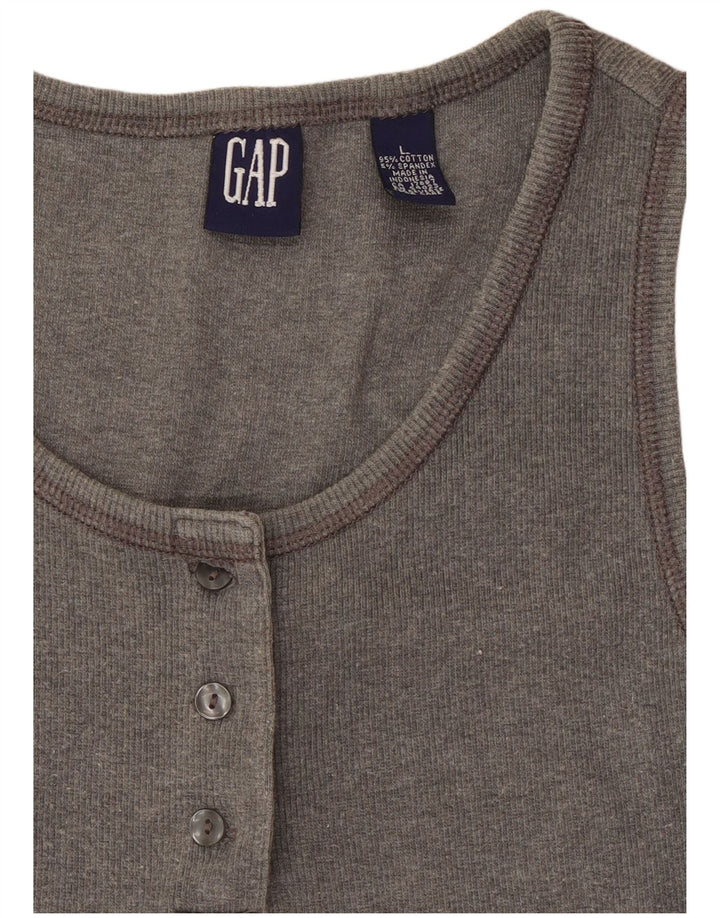 Gap Γυναικείο Crop Vest Top UK 14 Large Grey Cotton