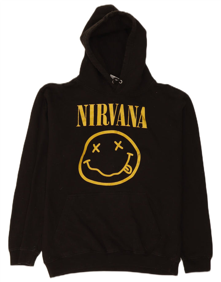 Vintage Ανδρικό Nirvana Graphic Hoodie Jumper Μεσαίο μαύρο βαμβακερό