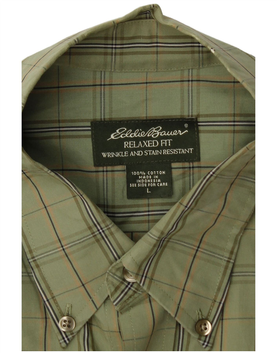EDDIE BAUER Ανδρικό πουκάμισο Relaxed Fit Large Green Check Cotton