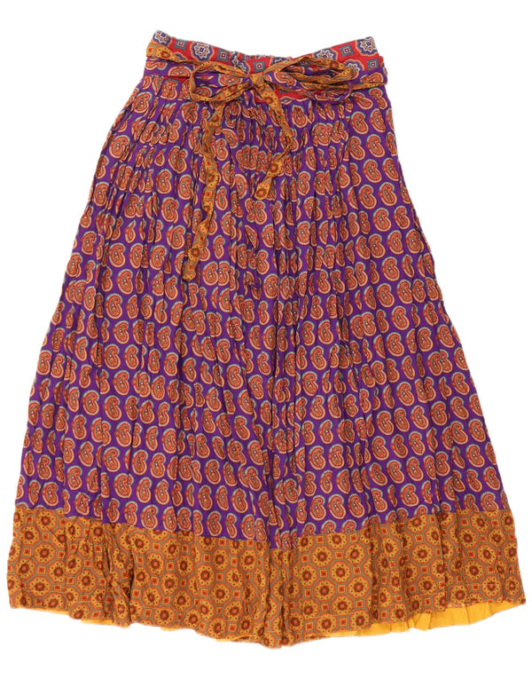 VINTAGE Womens Flared Skirt W28 Medium  Purple Paisley Viscose
