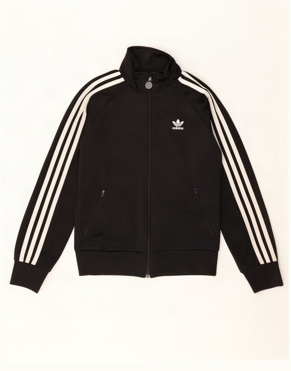 Adidas Boys Graphic Tracksuit Top Jacket 12-13 Years Black Polyester