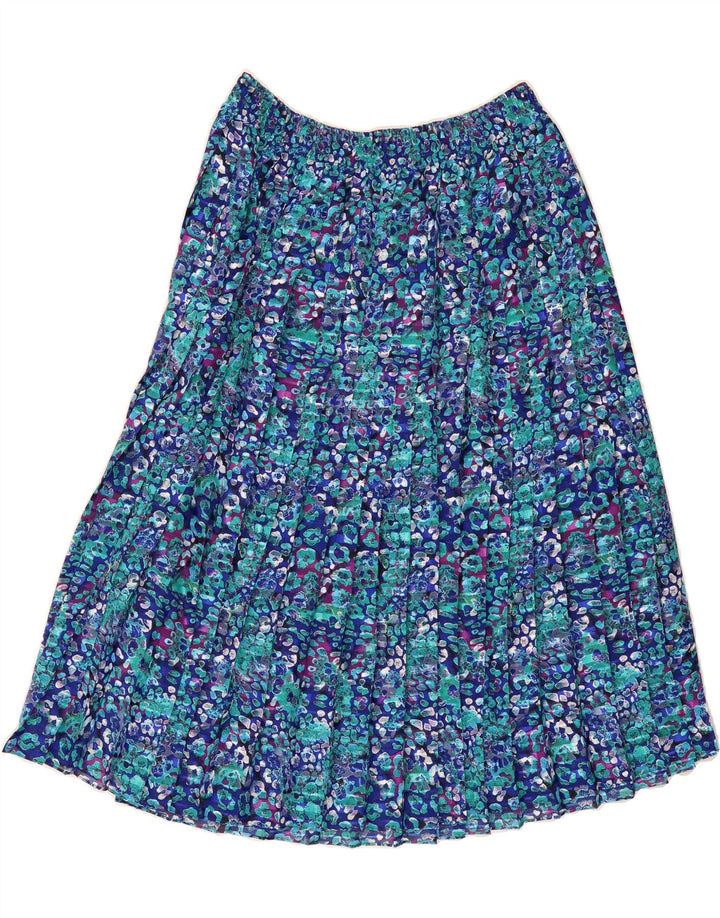 VINTAGE Womens Pleated Skirt W30 Medium  Blue Floral Vintage Vintage and Second-Hand Vintage from Messina Hembry 