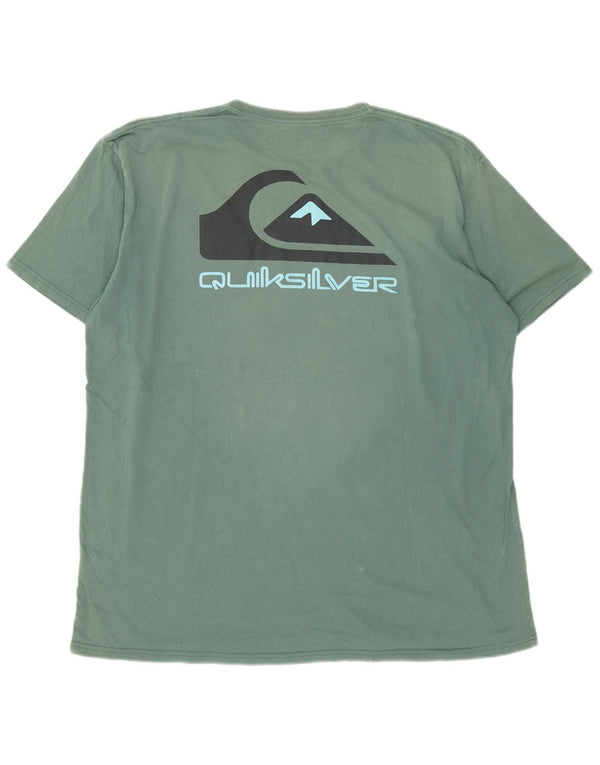 Quiksilver Mens Regular Fit Graphic T-Shirt Top Large Green Cotton