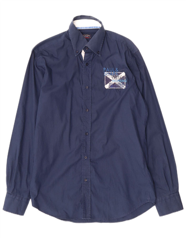 Ανδρικό γραφικό πουκάμισο Paul & Shark, Μέγεθος 39 Medium Navy Blue από βαμβάκι