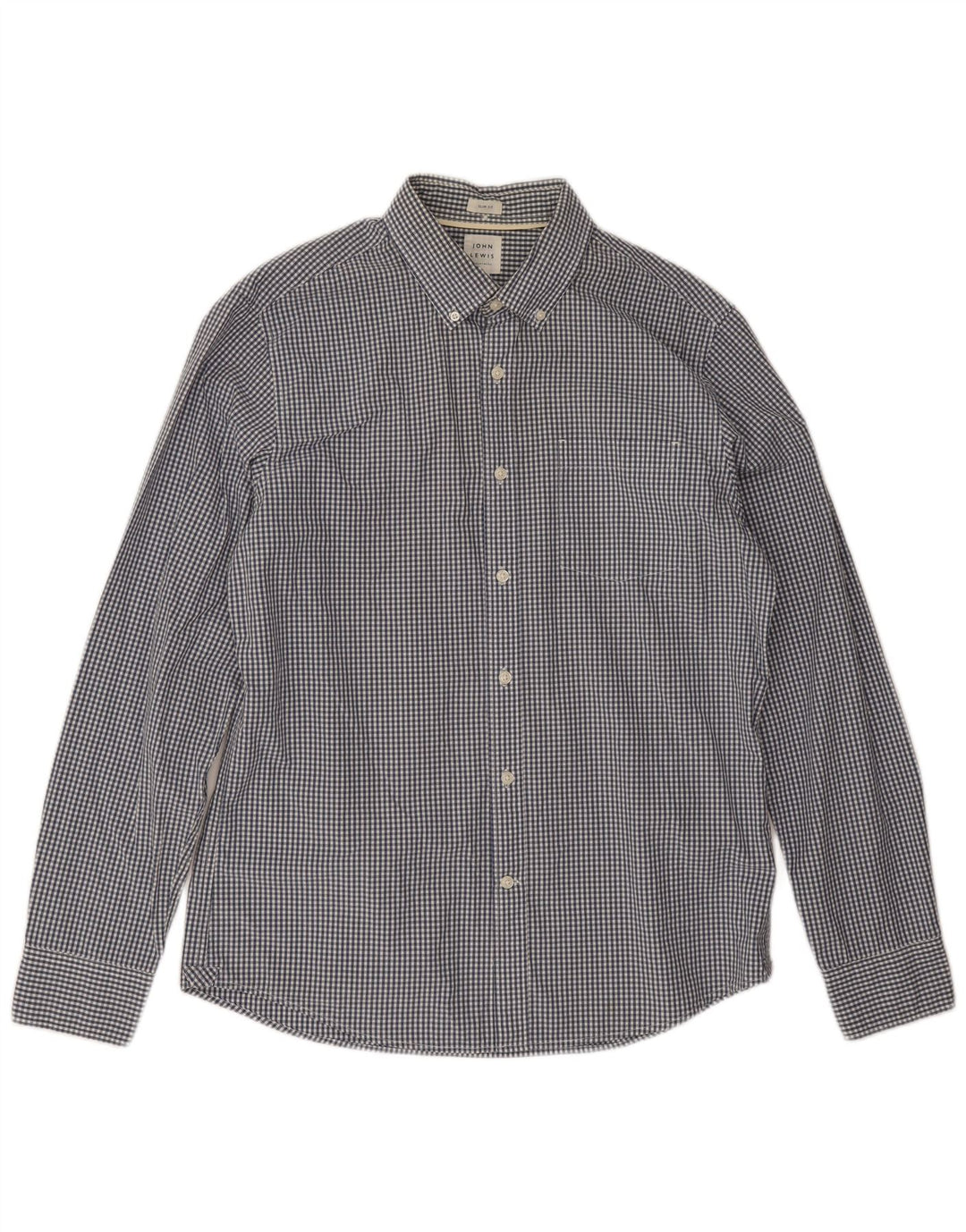Ανδρικό πουκάμισο John Lewis Slim Fit Large Navy Blue Gingham Cotton