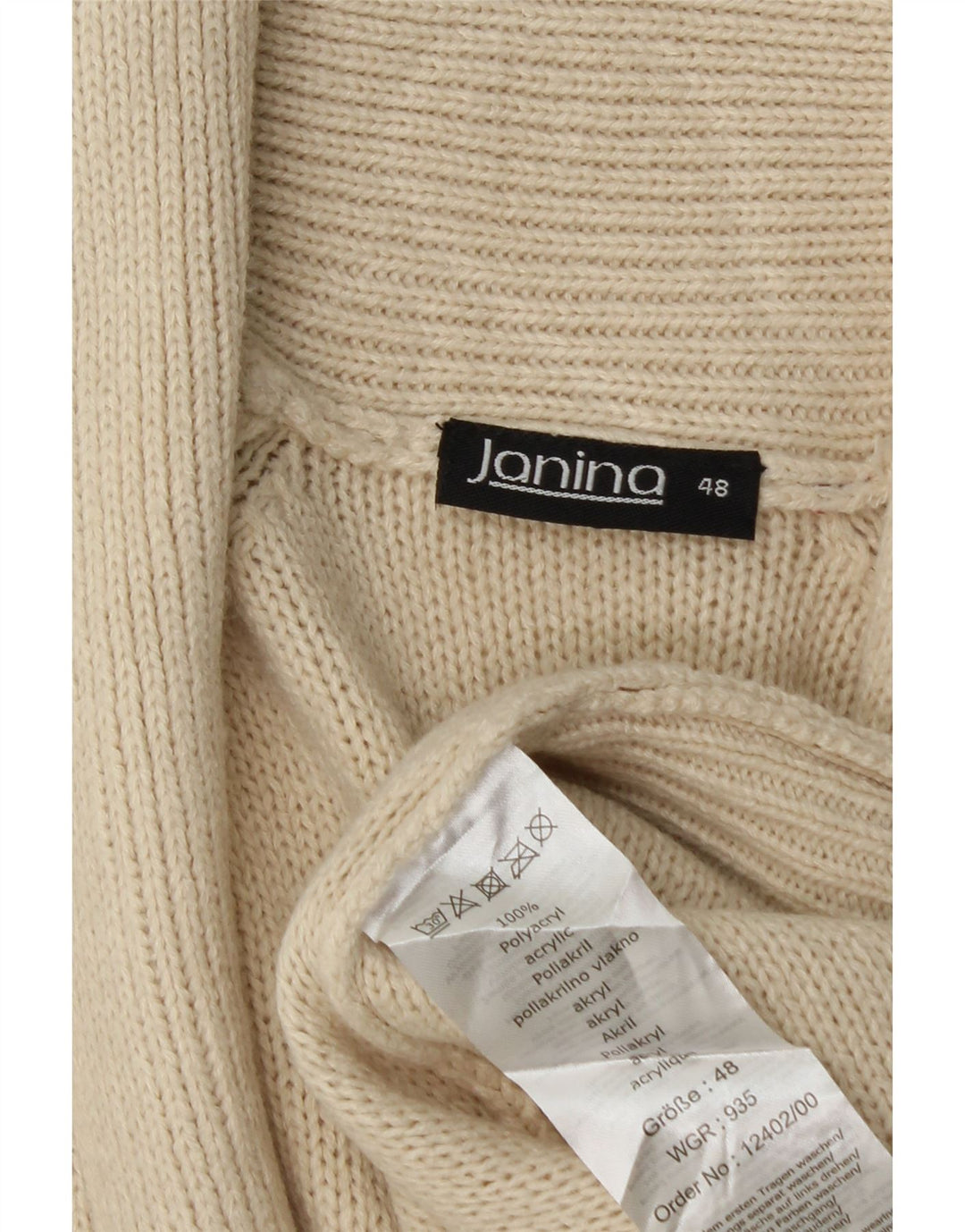 Γυναικείο πουλόβερ JANINA Longline Ζακέτα EU 48 2XL Beige Fair Isle