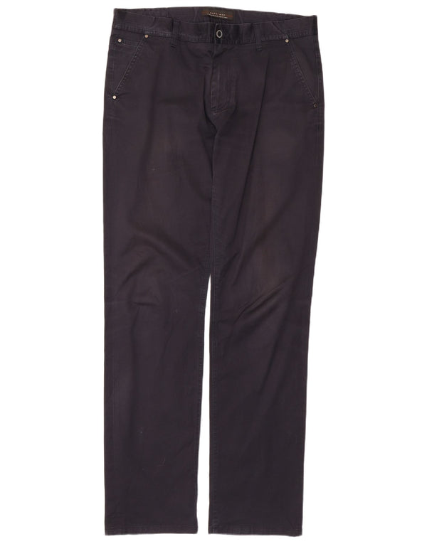 Zara Ανδρικό ίσιο παντελόνι Chino EU 44 Large W34 L33 Navy Blue Cotton