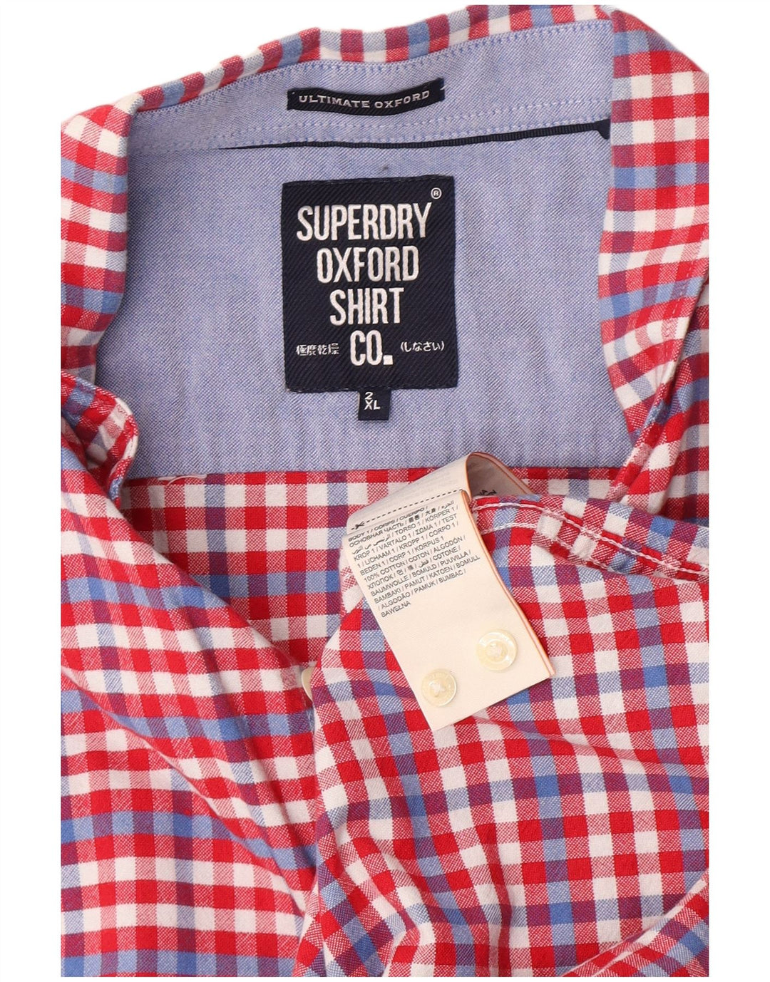 Ανδρικό κοντομάνικο πουκάμισο Superdry 2XL Red Gingham Cotton
