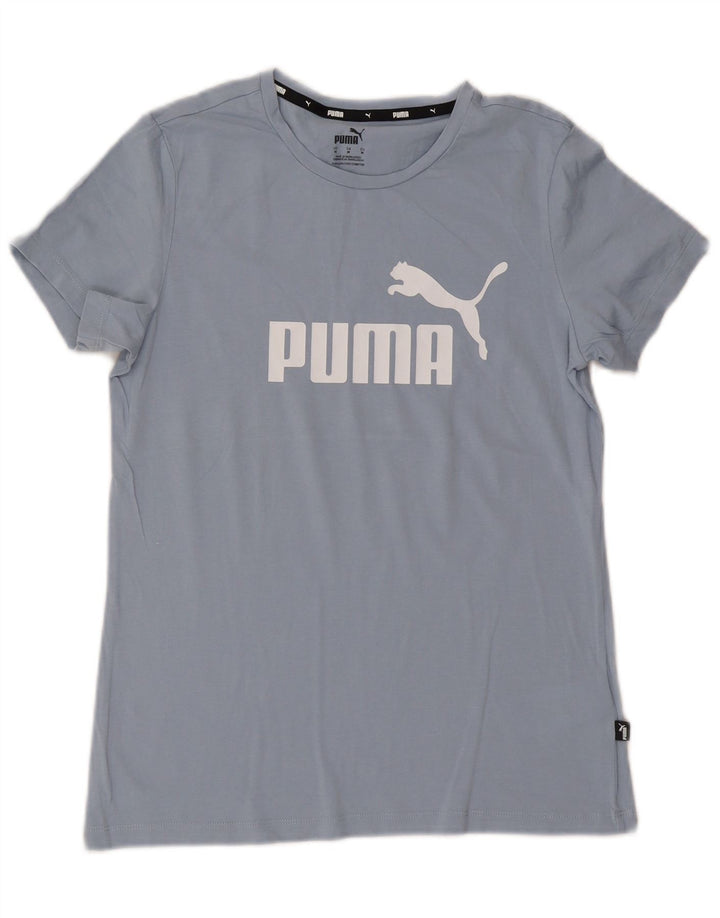 Puma Γυναικείο T-Shirt Top UK 12 μεσαίου μπλε βαμβακερό