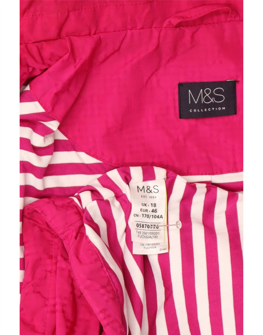 Marks & Spencer Γυναικείο μπουφάν βροχής με κουκούλα UK 18 XL Pink Polyester