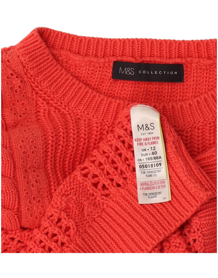Marks & Spencer Γυναικείο πουλόβερ με λαιμόκοψη UK 12 Medium Orange