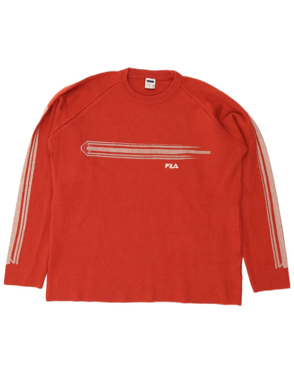 Fila Mens Crew Neck Jumper Sweater XL Red Colourblock Wool