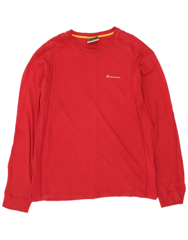 CHAMPION Mens Top Long Sleeve 2XL Red Cotton