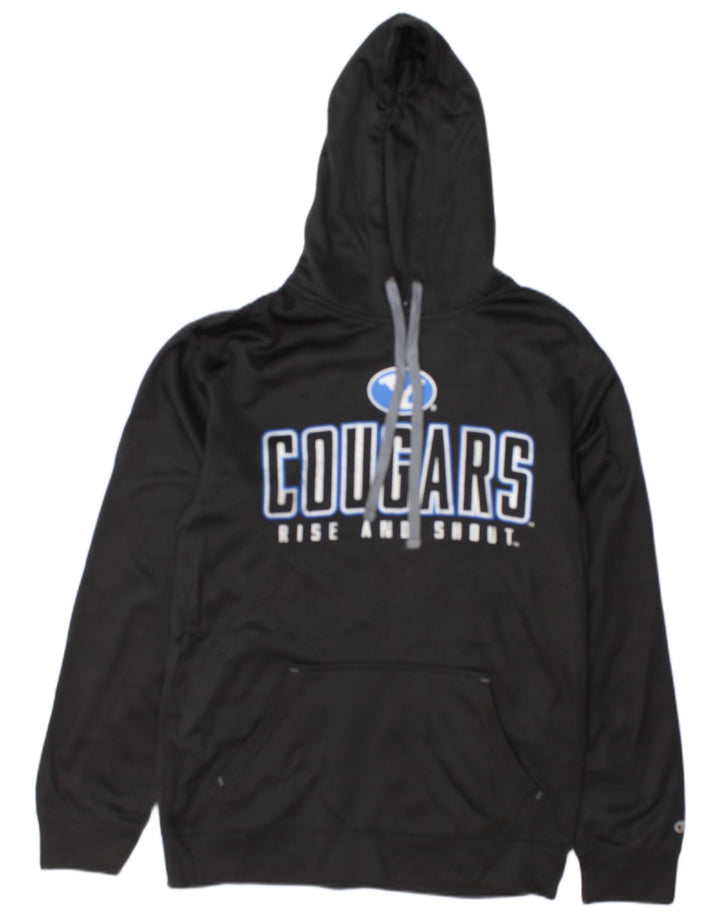 Champion Mens Cougars Graphic Hoodie Jumper Μικρός Μαύρος Πολυεστέρας