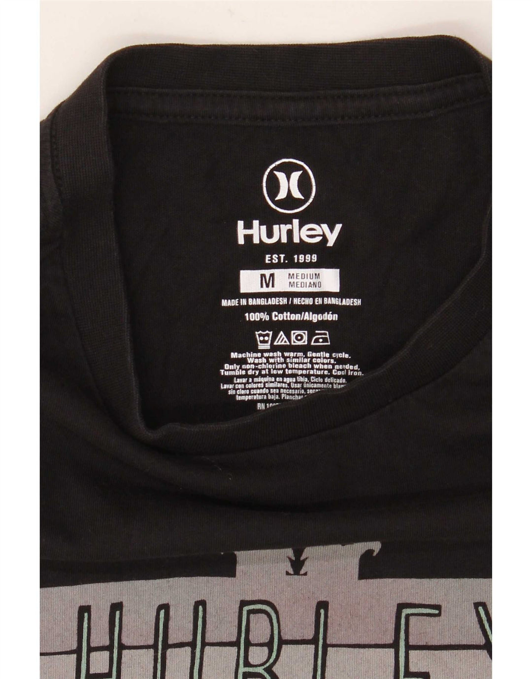 Ανδρικό γραφικό T-Shirt Hurley Top Μεσαίο μαύρο βαμβακερό