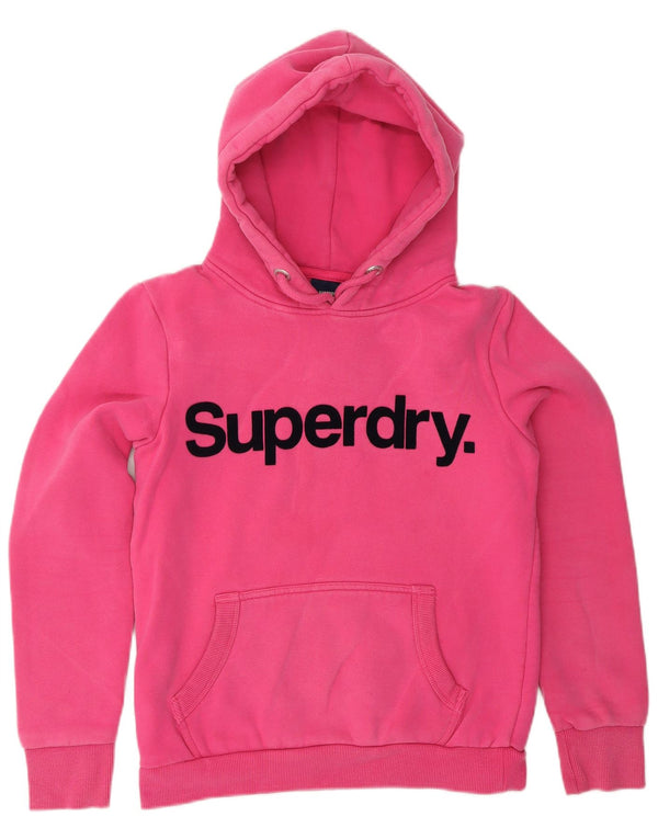 Γυναικείο γραφικό κουκούλα SUPERDRY UK 10 μικρό βαμβακερό ροζ