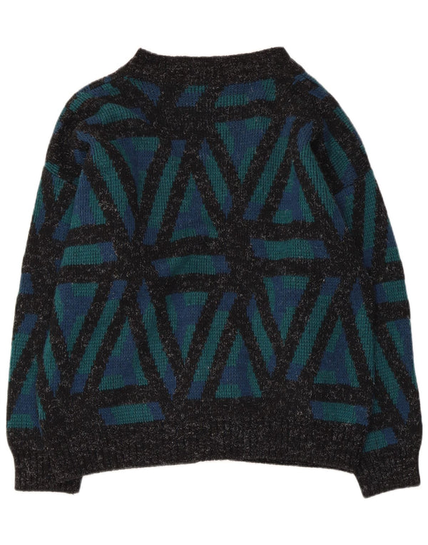 Γυναικείο πουλόβερ VINTAGE Ζακέτα UK 18 XL Πράσινο Γεωμετρικό