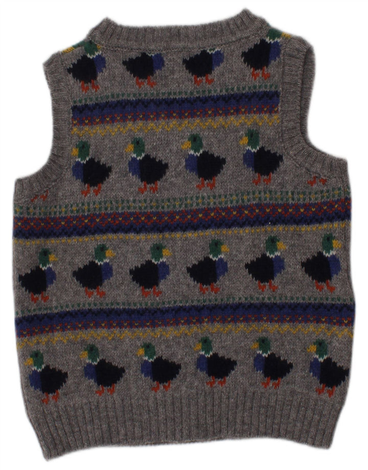 JOJO MAMAN BEBE Boys Vest Tank Top 2-3 Years Grey Fair Isle Lambswool