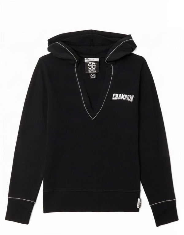 Champion Womens Special Edition Graphic Hoodie Jumper UK 12 Medium Black