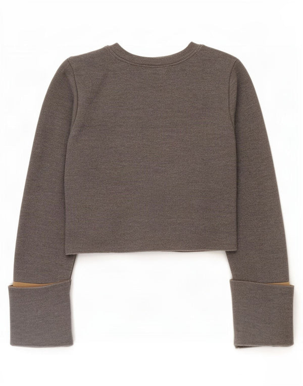 Zara Γυναικείο Crop Top Μακρυμάνικο UK 10 Small Grey