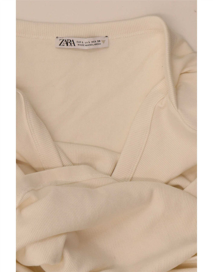 Zara Γυναικείο Crop Top Μακρυμάνικο UK 14 Large White