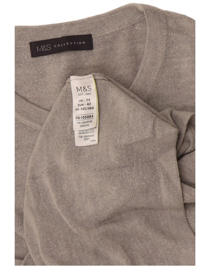 Marks & Spencer Γυναικείο πουλόβερ με λαιμόκοψη UK 14 μεσαίου γκρι ακρυλικό
