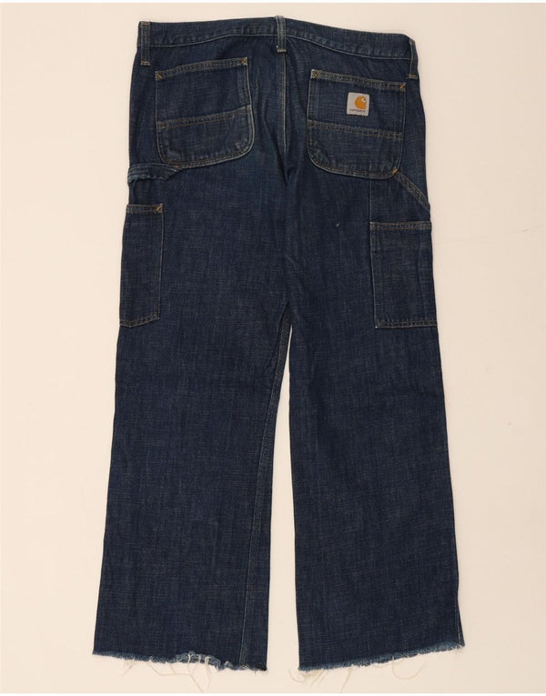 CARHARTT Womens Cargo Straight Jeans W34 L28 Navy Blue Cotton
