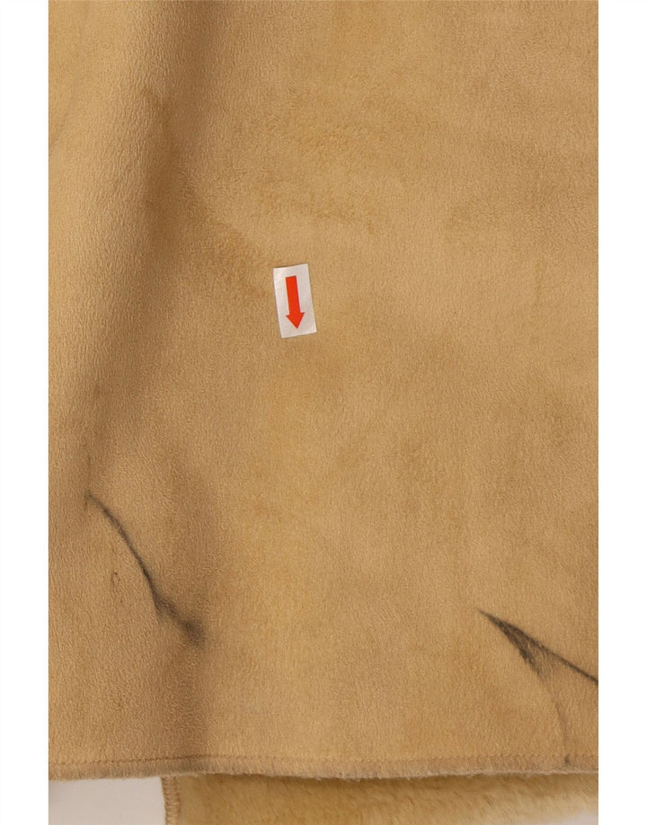 VINTAGE Womens Sherpa Overcoat UK 12 Medium Beige Polyester Classic Vintage Vintage and Second-Hand Vintage from Messina Hembry 