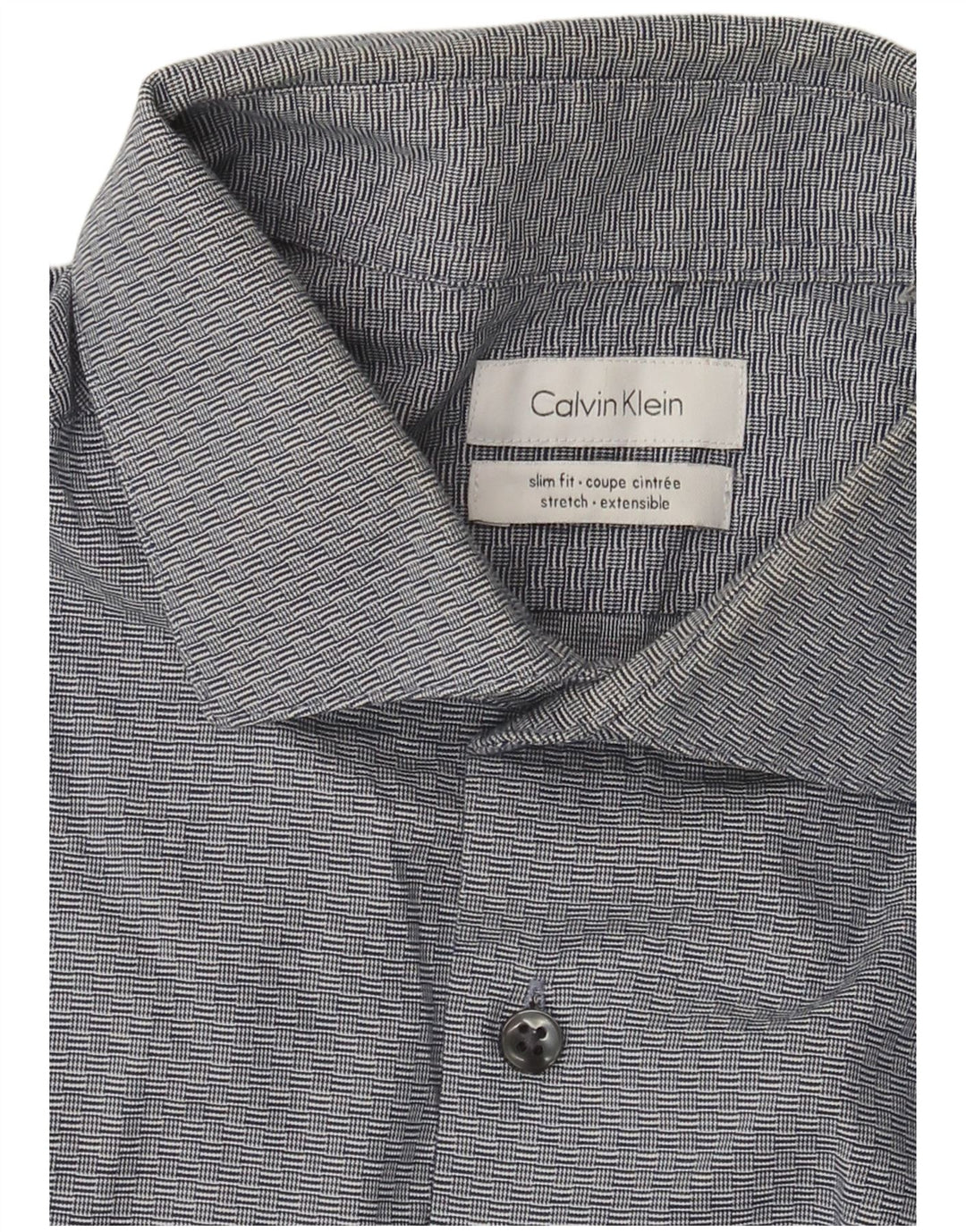 Calvin Klein Ανδρικό πουκάμισο Slim Fit Large Navy Blue γεωμετρικό