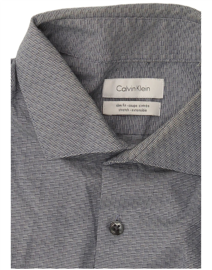 Calvin Klein Ανδρικό πουκάμισο Slim Fit Large Navy Blue γεωμετρικό