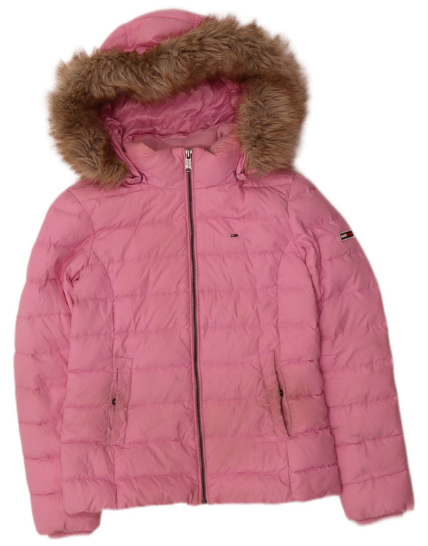 Tommy Hilfiger γυναικείο μπουφάν με κουκούλα UK 10 Small Pink Polyester