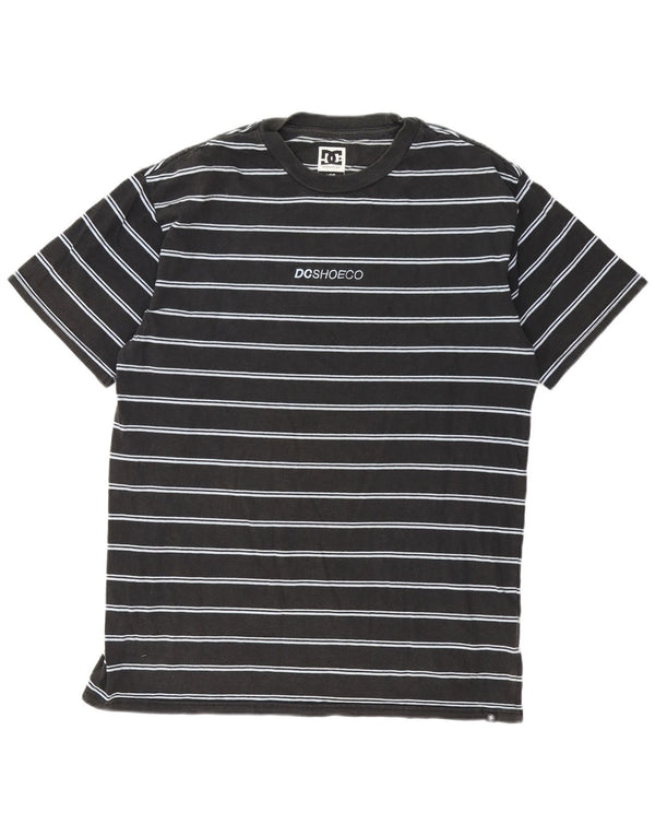 DC Mens Heritage Fit Graphic T-Shirt Top Large Black Striped Cotton