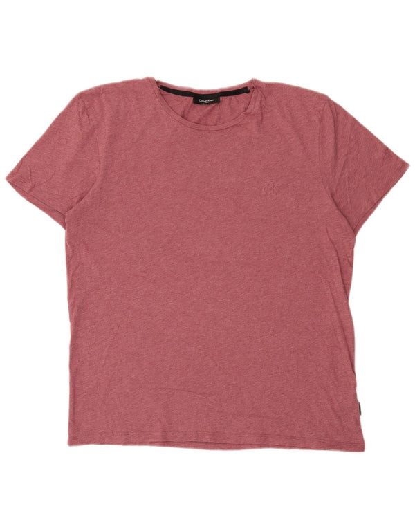 Γυναικείο T-Shirt Calvin Klein Top UK 16 μεγάλο ροζ βαμβακερό