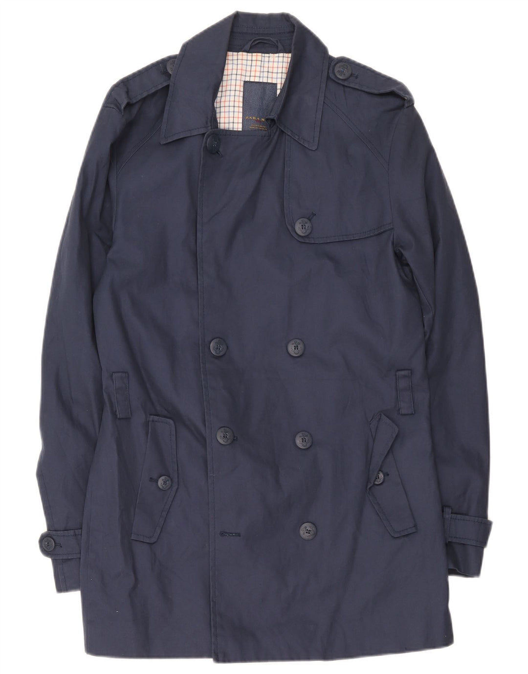 Zara Ανδρική καμπαρντίνα UK 40 Large Navy Blue Cotton