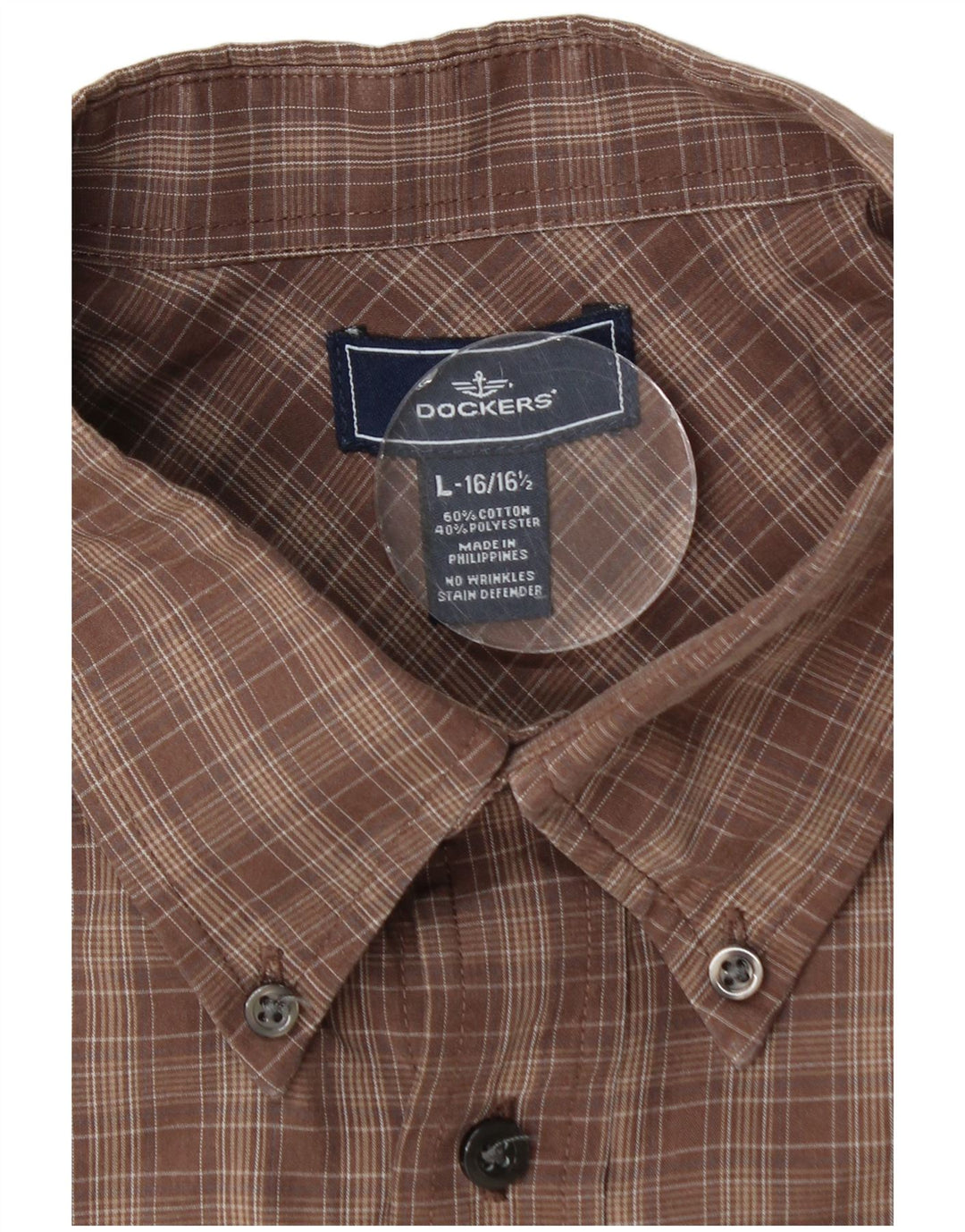 Ανδρικό πουκάμισο DOCKERS Μέγεθος 16 1/2 Large Brown Check Cotton