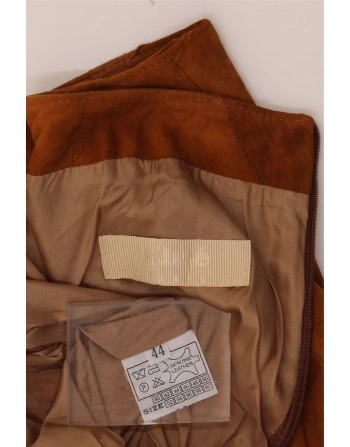 Γυναικεία Suede Φούστα VINTAGE IT 44 Medium W30 Καφέ Δερμάτινο