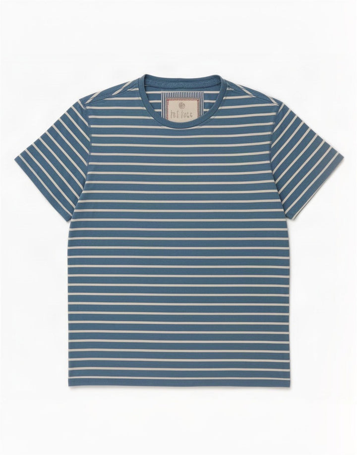 Ανδρικό T-Shirt Fat Face Top Βαμβακερό μεσαίο μπλε ριγέ
