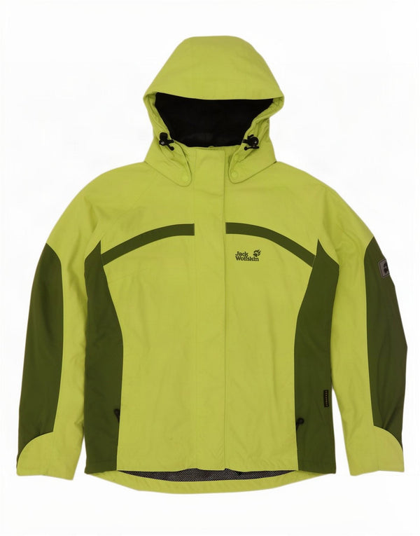Jack Wolfskin Γυναικείο μπουφάν βροχής με κουκούλα UK 12 Medium Green Colourblock