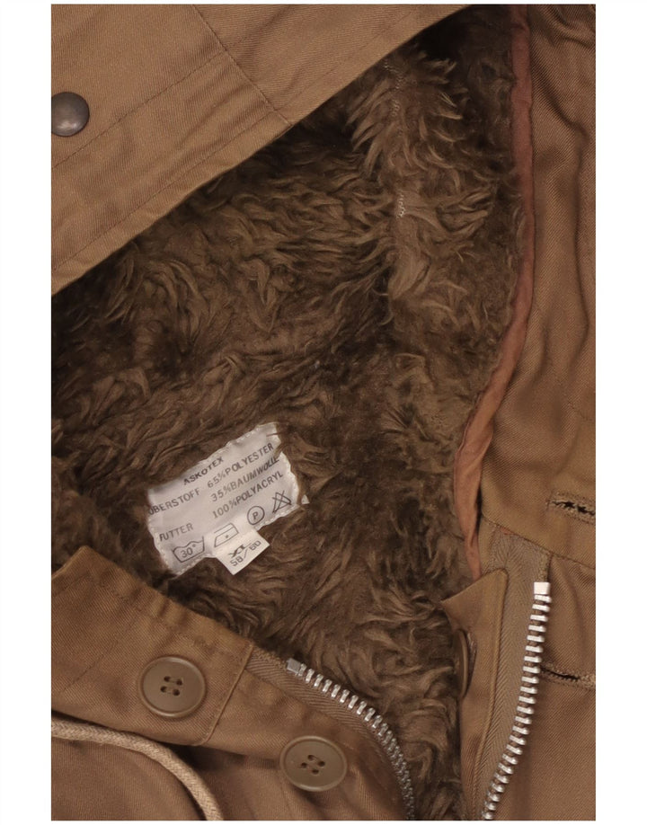 VINTAGE Ανδρικό μπουφάν Sherpa Parka με κουκούλα UK 42 XL Καφέ βαμβακερό