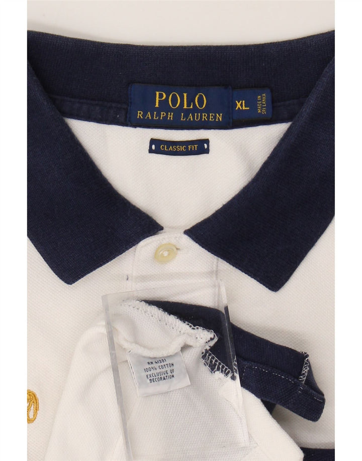 POLO RALPH LAUREN Ανδρικό γραφικό μπλουζάκι ράγκμπι πόλο XL λευκό χρώμα